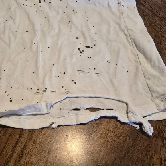 Custom Highly Distressed DIY/BOHO Drumset Punk Rock Cutoff Shirt Size M Cotton - Picture 7 of 9